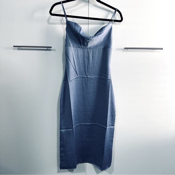 We Wore What Size 2 Silky Blue Cowl Midi Dress Party Club Bridesmaid Wedding - Picture 6 of 16